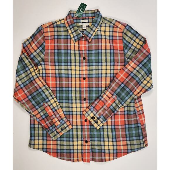 L.L.Bean Plaid Flannel Shirt Relaxed Fit Cotton Multicolor Outdoor Women's L - Picture 2 of 10
